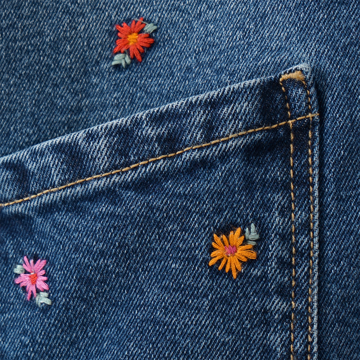 Mädchen Jeansjacke mit Blumen-Stickerei