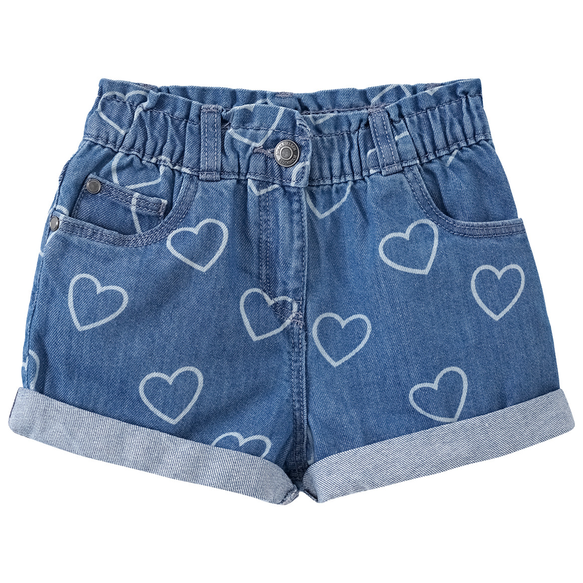 Mädchen Jeansshorts mit Herzen allover