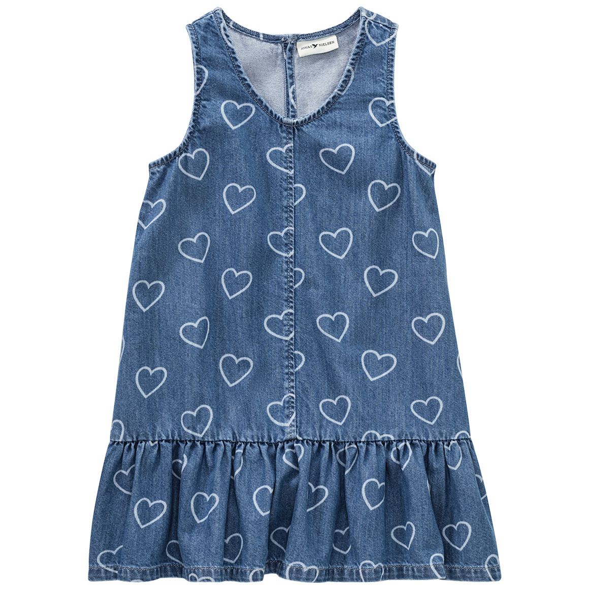 Mädchen Jeanskleid mit Herzen allover