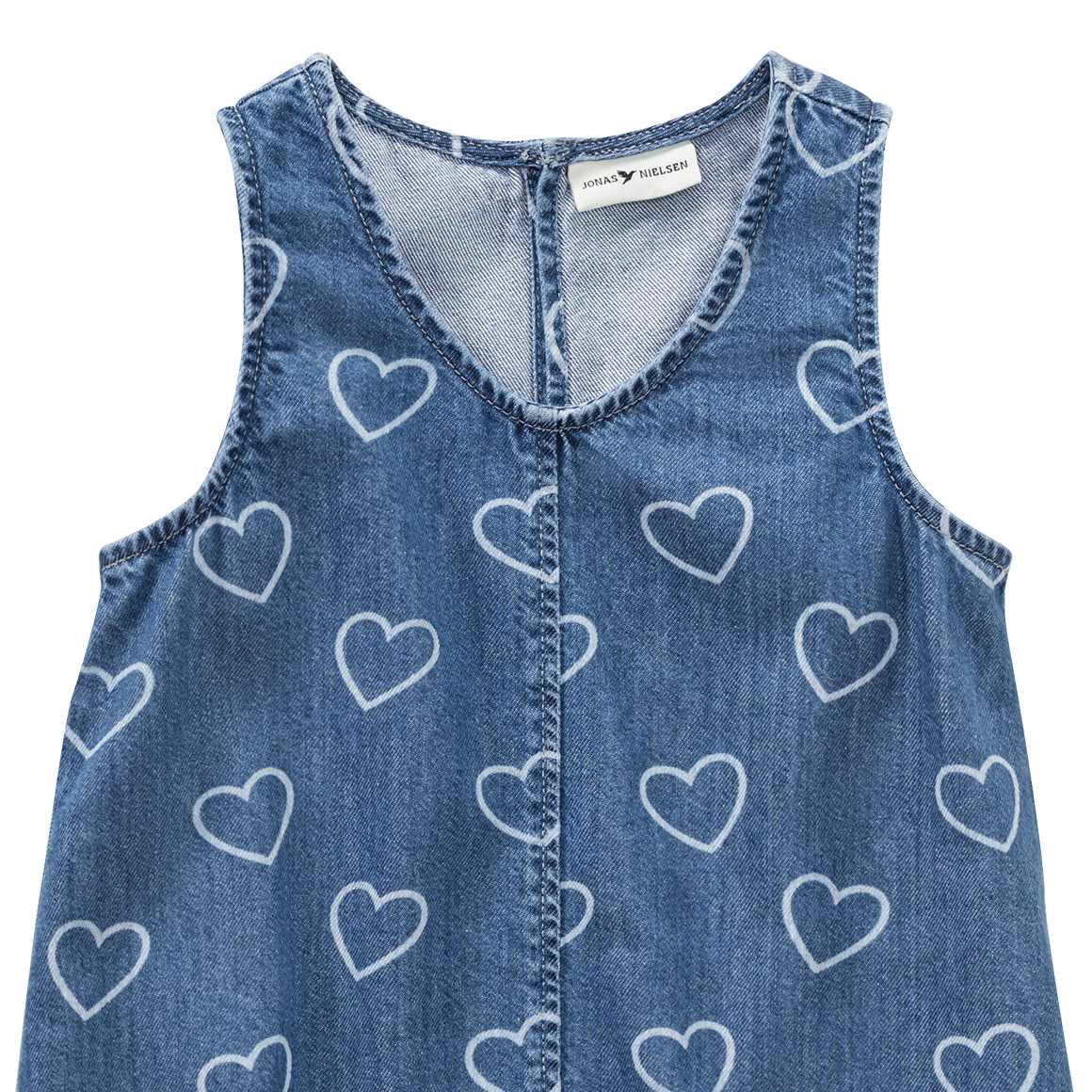 Mädchen Jeanskleid mit Herzen allover