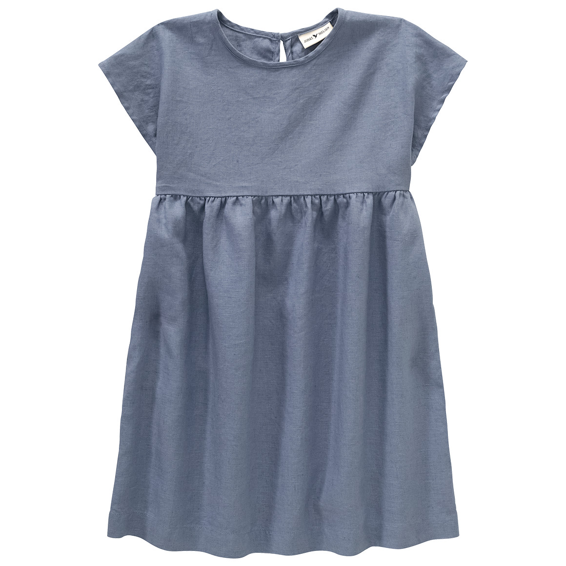 Mädchen Leinen-Kleid mit kurzen Ärmeln