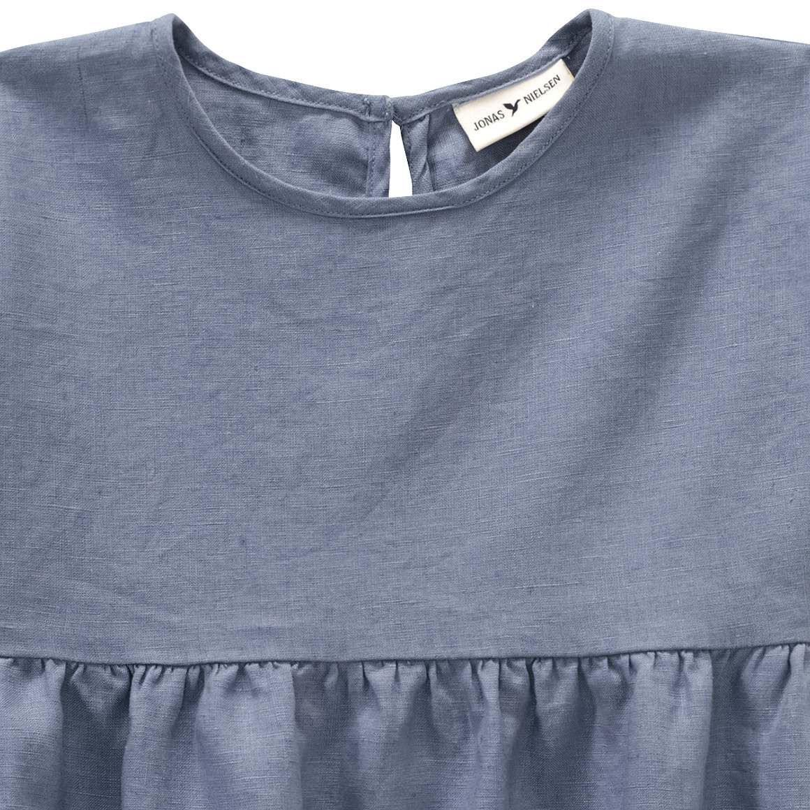 Mädchen Leinen-Kleid mit kurzen Ärmeln