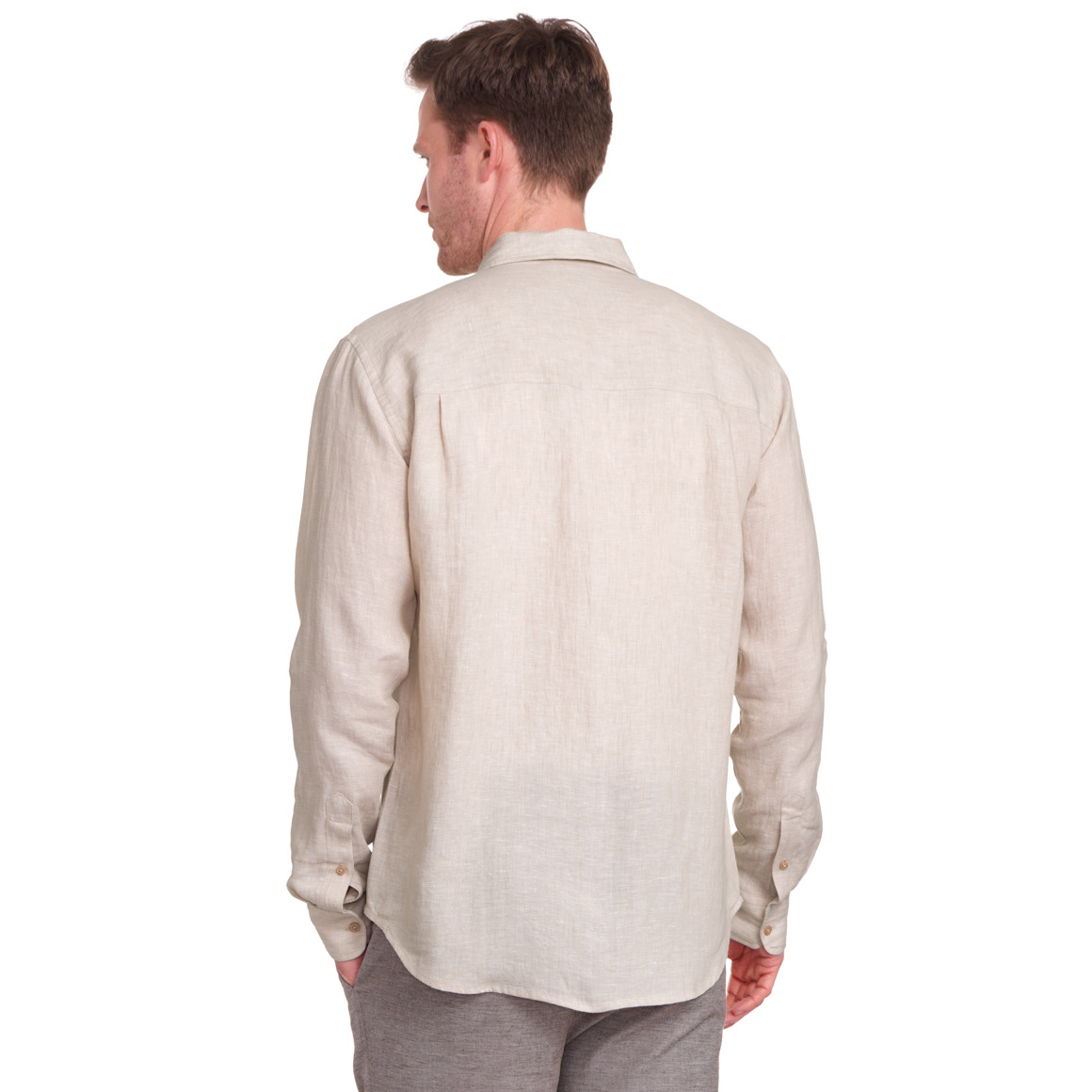 Herren Leinen-Hemd mit Button-Down-Kragen