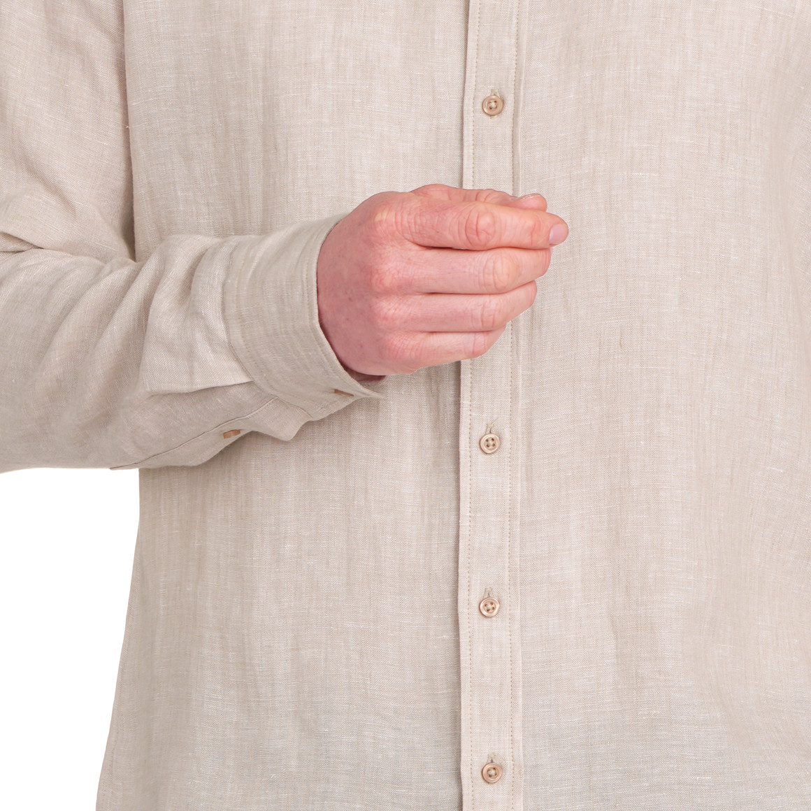 Herren Leinen-Hemd mit Button-Down-Kragen