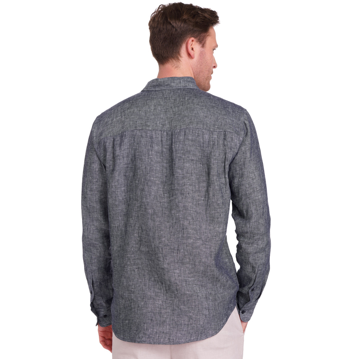 Herren Leinen-Hemd mit Button-Down-Kragen