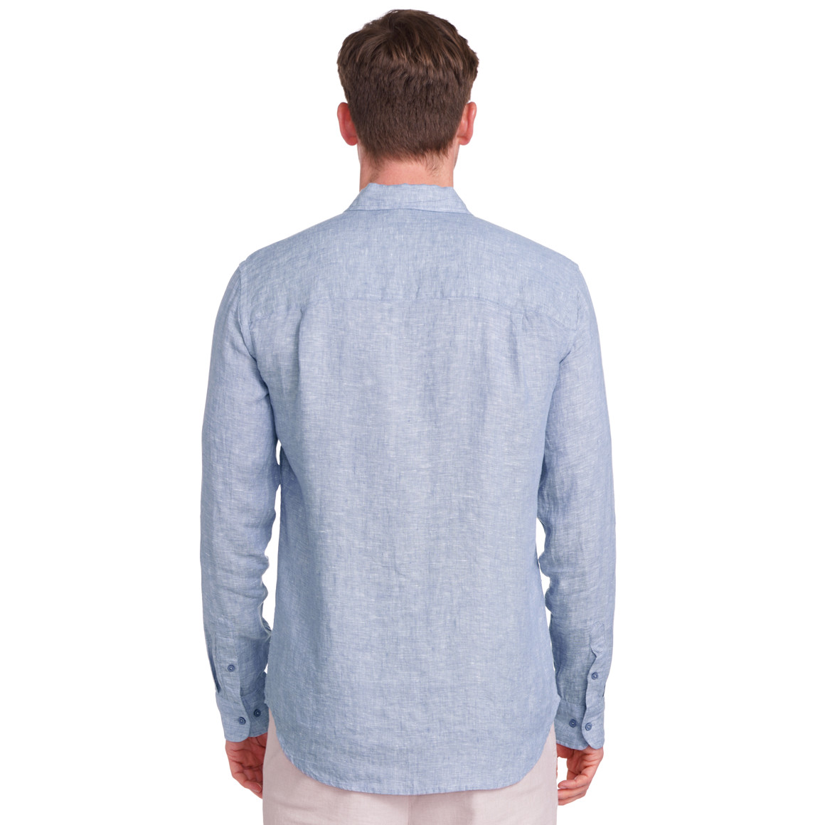 Herren Leinen-Hemd mit Button-Down-Kragen