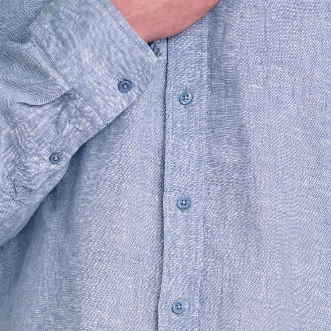 Herren Leinen-Hemd mit Button-Down-Kragen