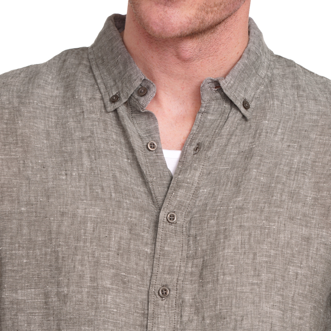 Herren Leinen-Hemd mit Button-Down-Kragen