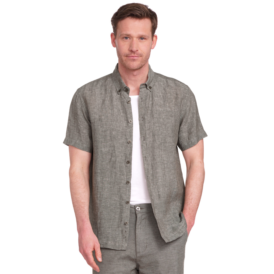 Herren Leinen-Hemd mit kurzen Ärmeln