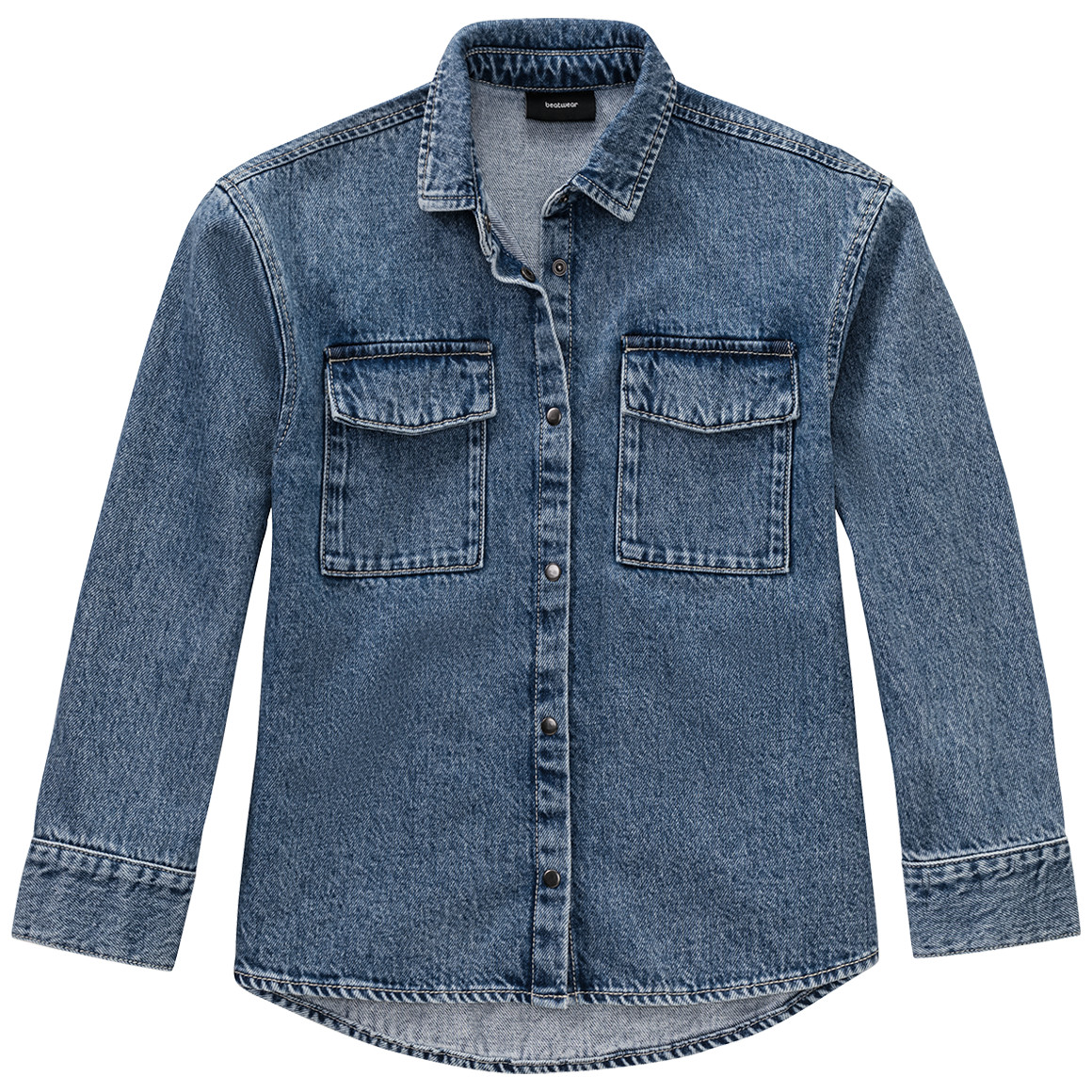 Mädchen Jeans-Bluse mit Druckknöpfen