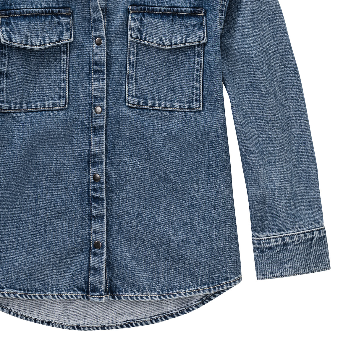 Mädchen Jeans-Bluse mit Druckknöpfen