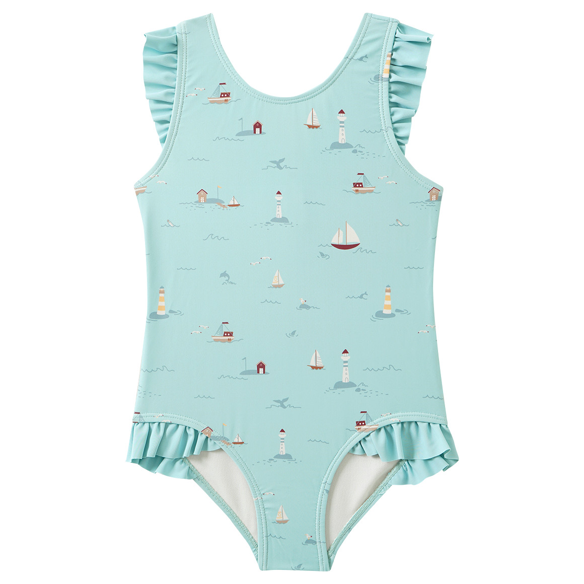Mädchen Badeanzug mit Segelschiffen