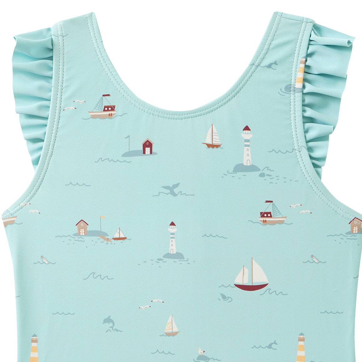 Mädchen Badeanzug mit Segelschiffen