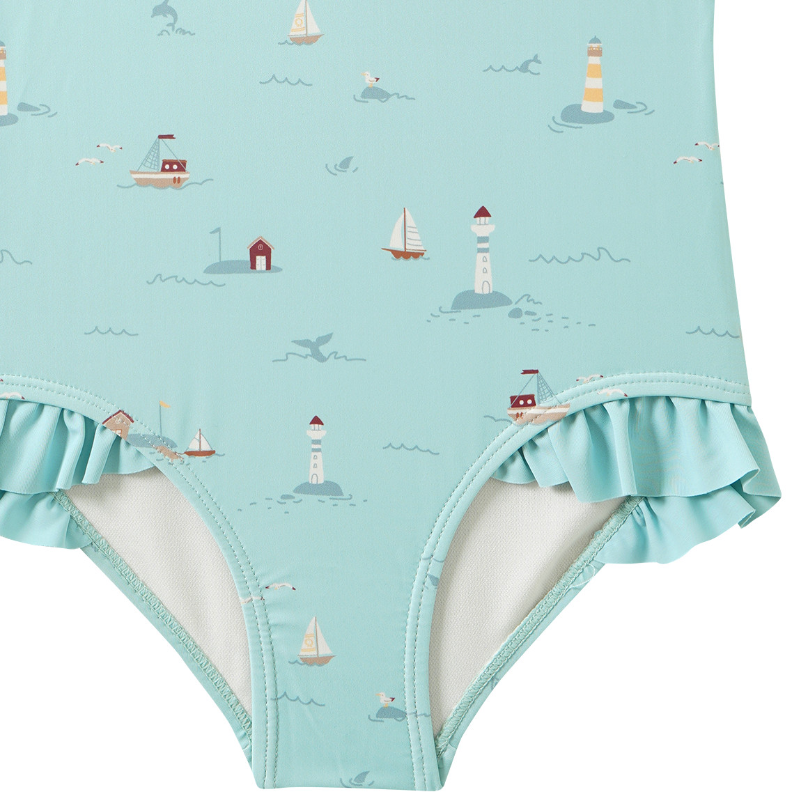 Mädchen Badeanzug mit Segelschiffen