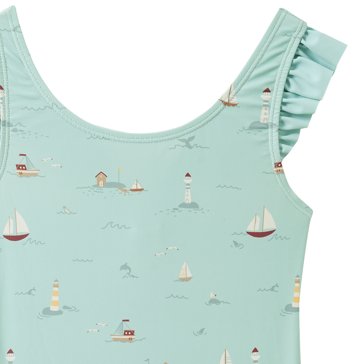 Mädchen Badeanzug mit Segelschiffen