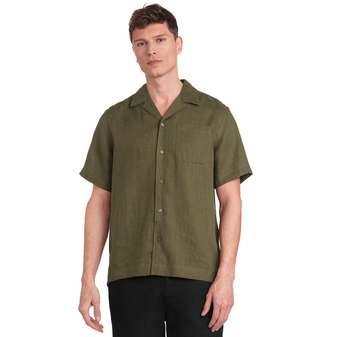 Herren Leinen-Hemd mit Brusttasche