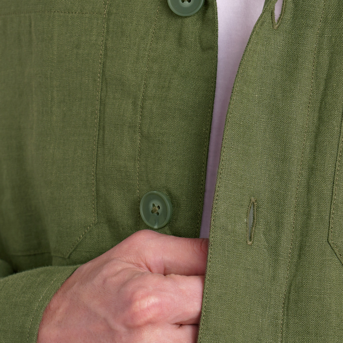 Herren Leinen-Overshirt in Hemd-Optik