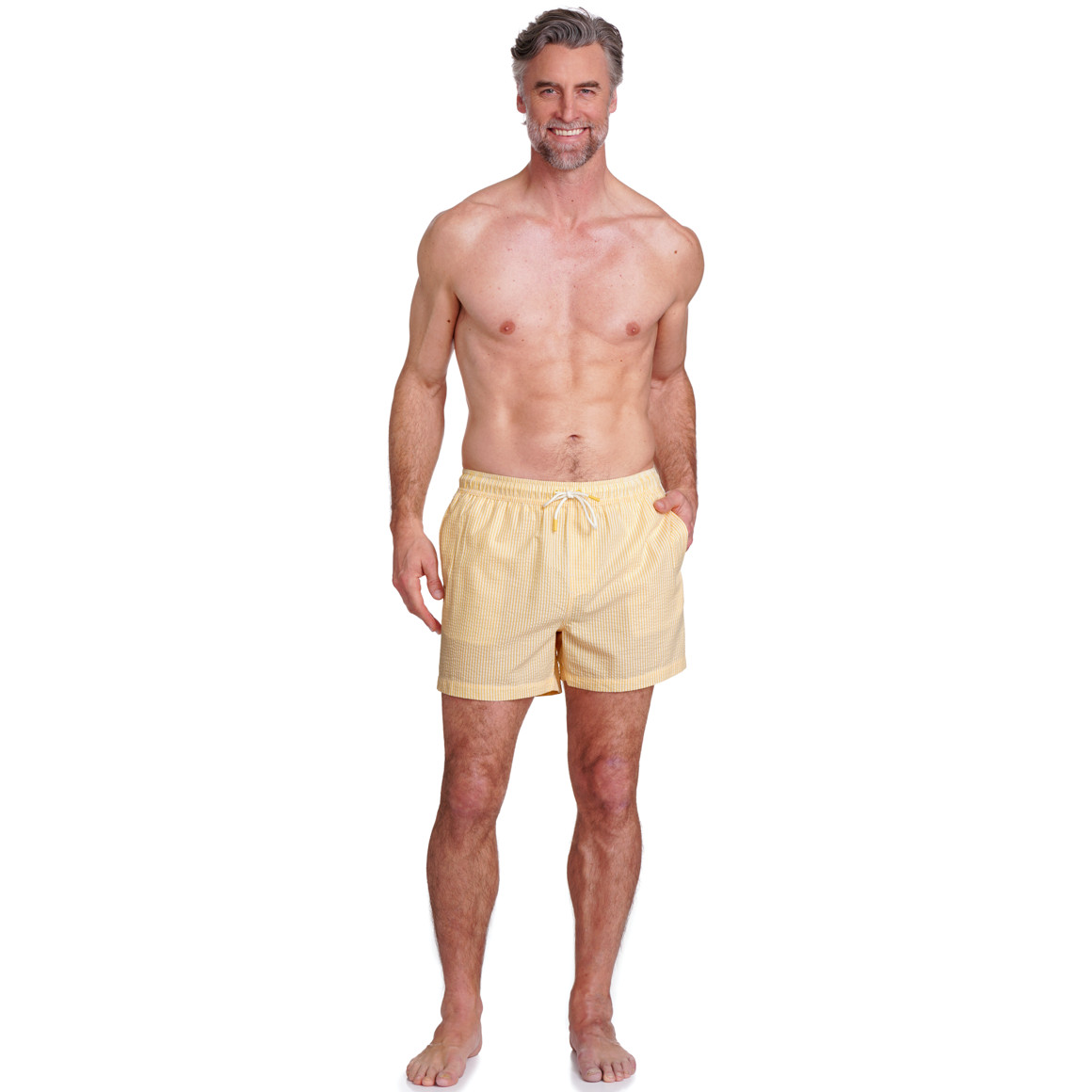 Herren Badeshorts mit Seersucker-Streifen