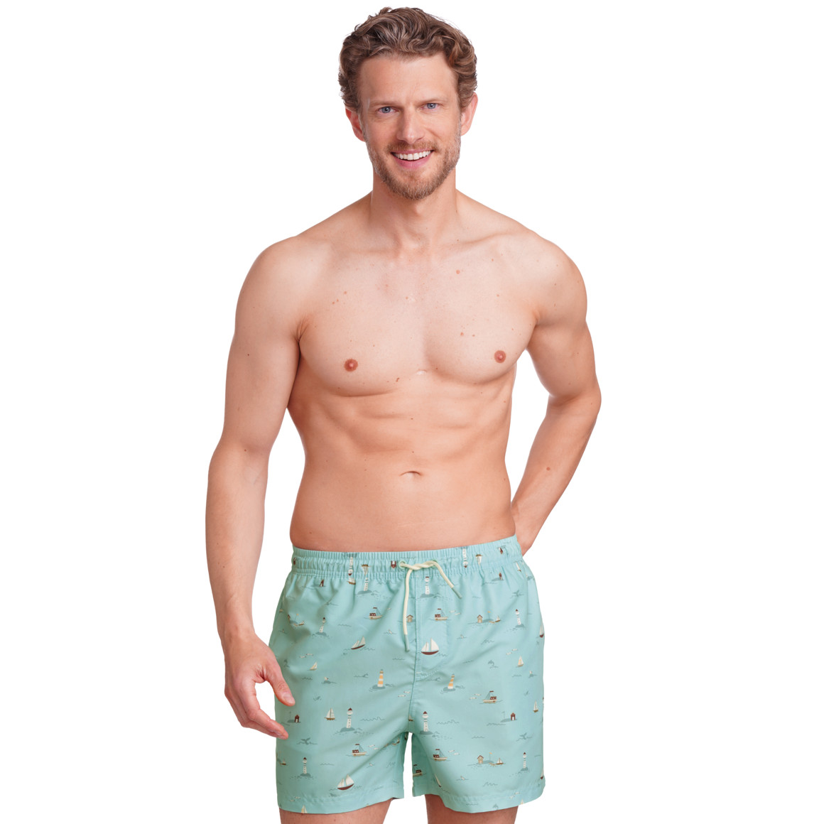 Herren Badeshorts mit Segelschiffen