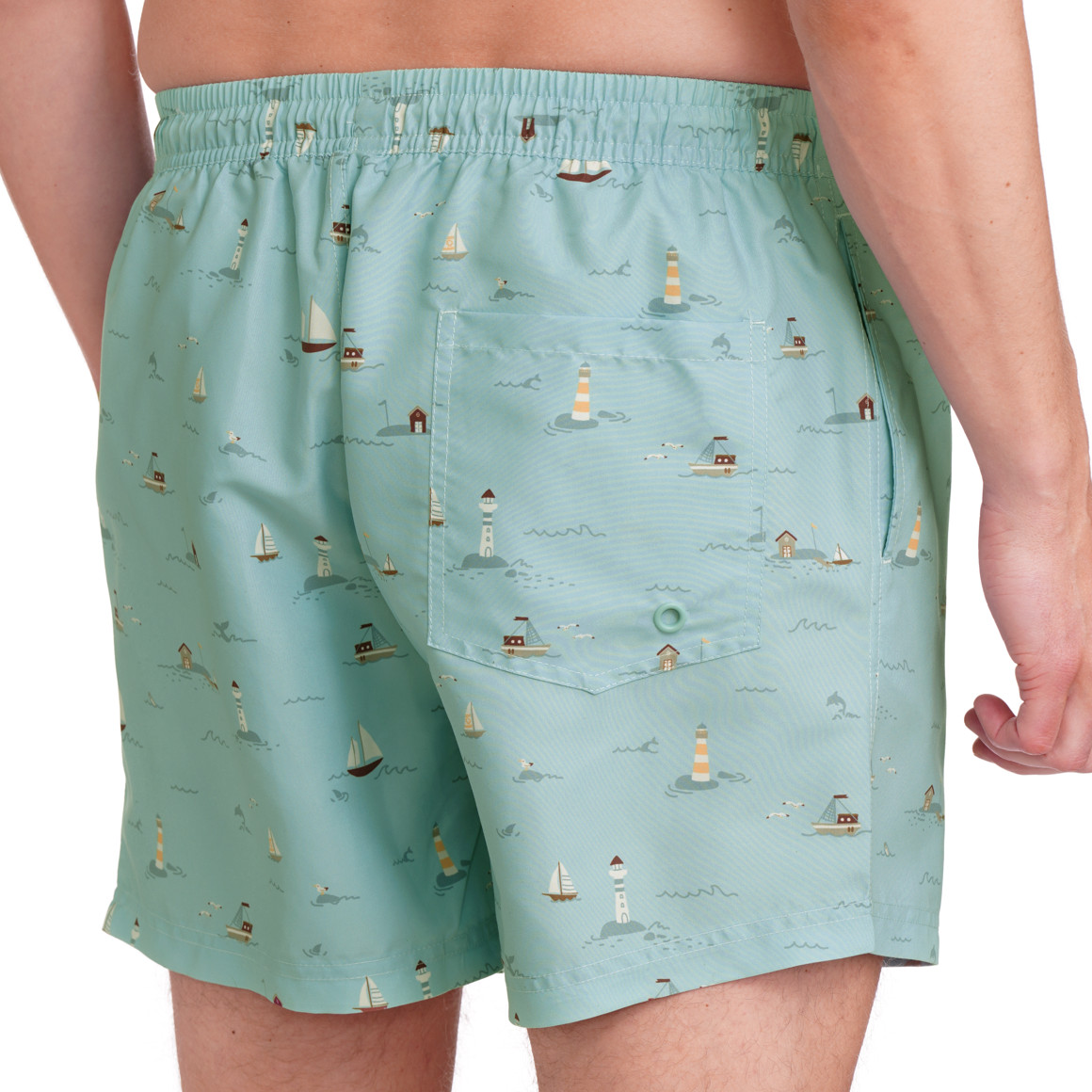 Herren Badeshorts mit Segelschiffen