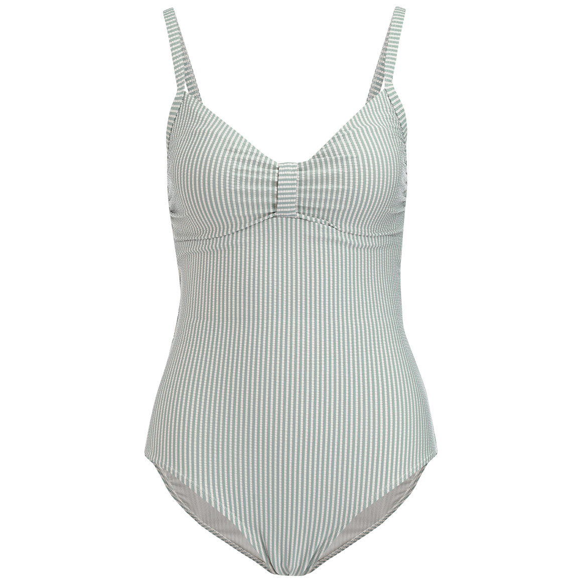 Damen Shape-Badeanzug mit Seersucker-Streifen