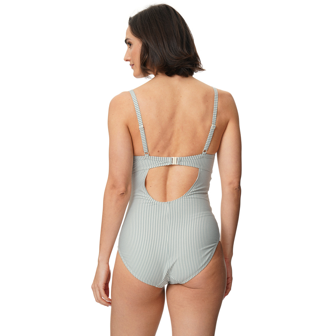 Damen Shape-Badeanzug mit Seersucker-Streifen