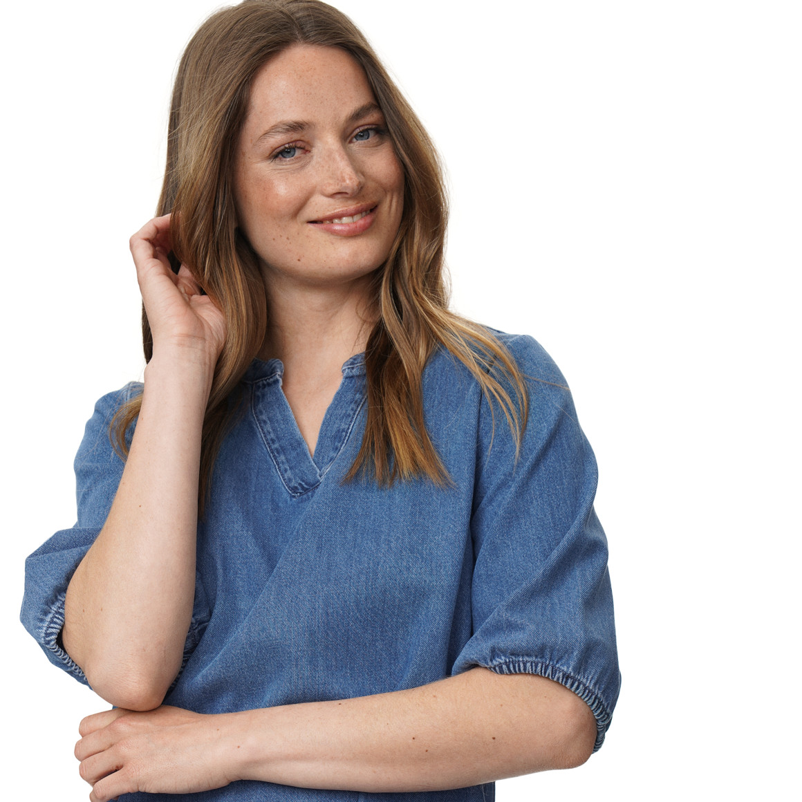 Damen Jeanskleid mit Volant