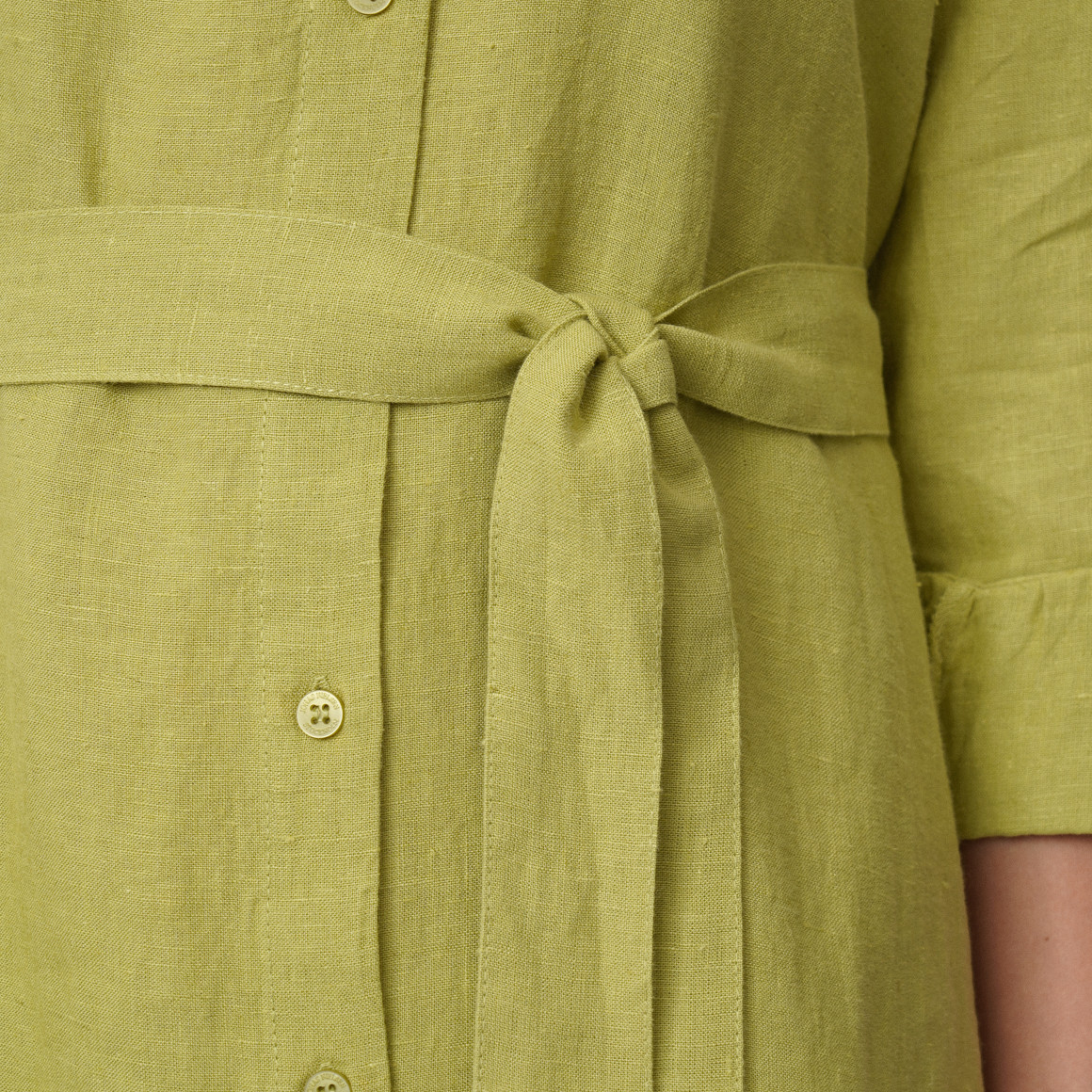 Damen Leinen-Hemdkleid mit Bindeband