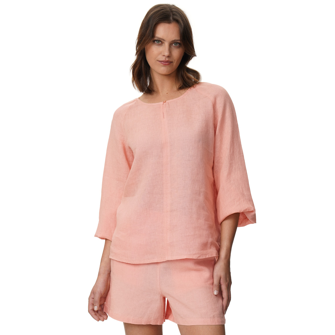 Damen Leinen-Bluse unifarben