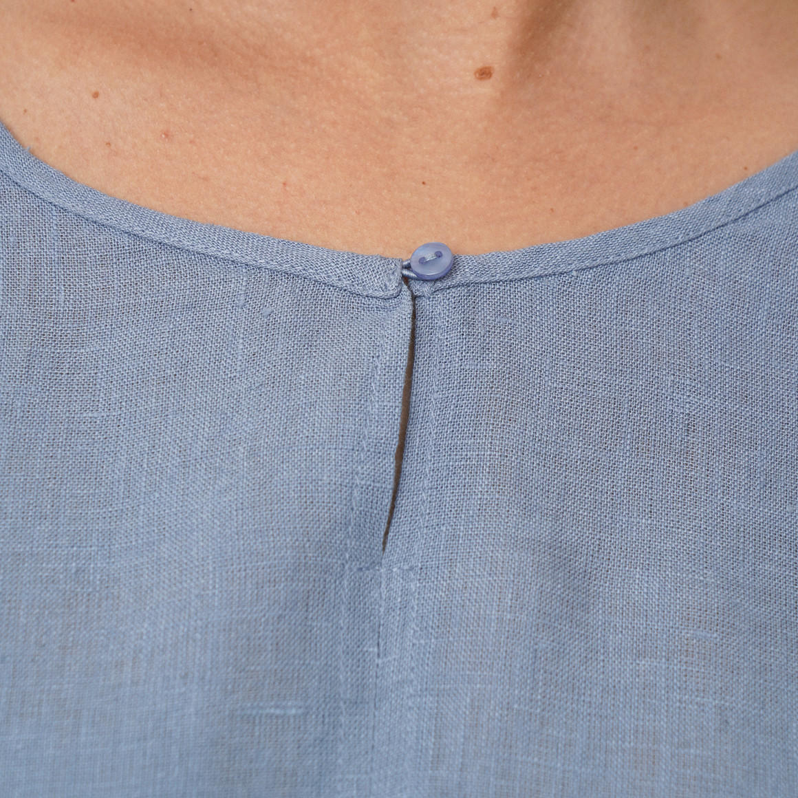 Damen Leinen-Bluse unifarben