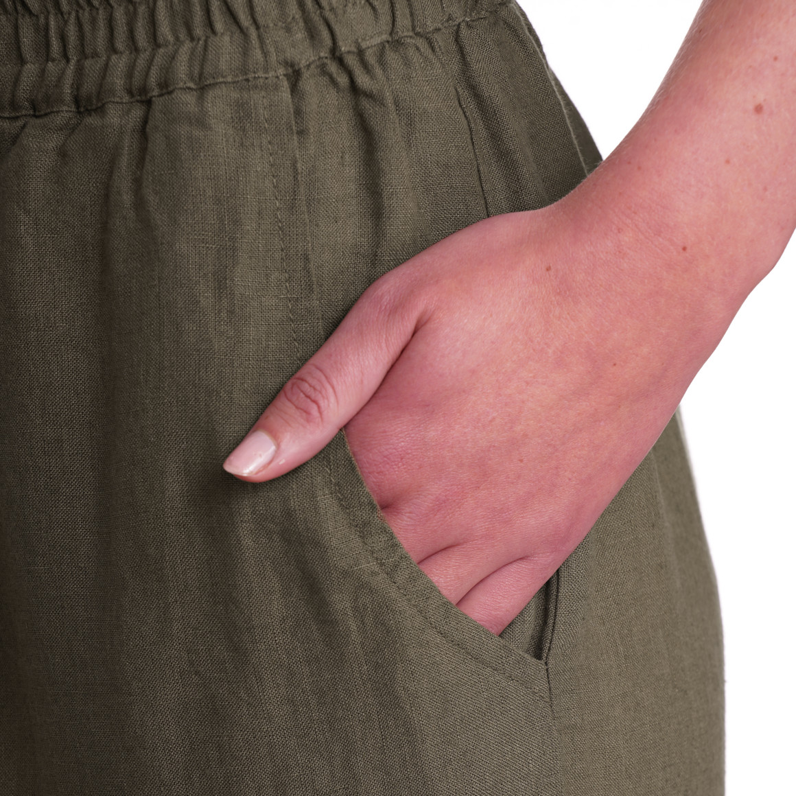 Damen Leinen-Hose mit Elastikbund