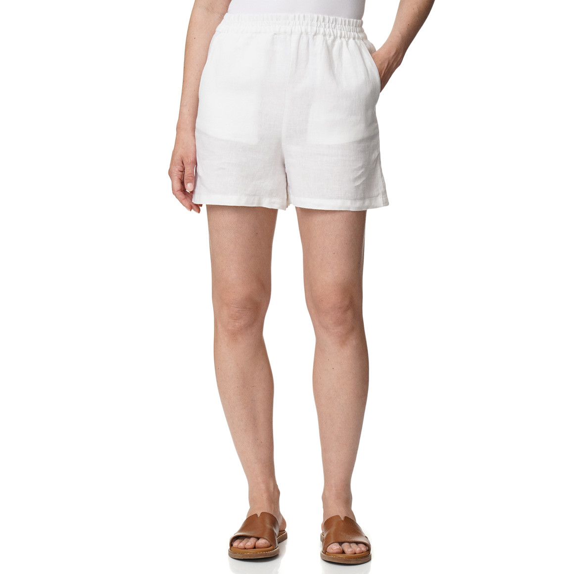 Damen Leinen-Shorts mit Elastikbund