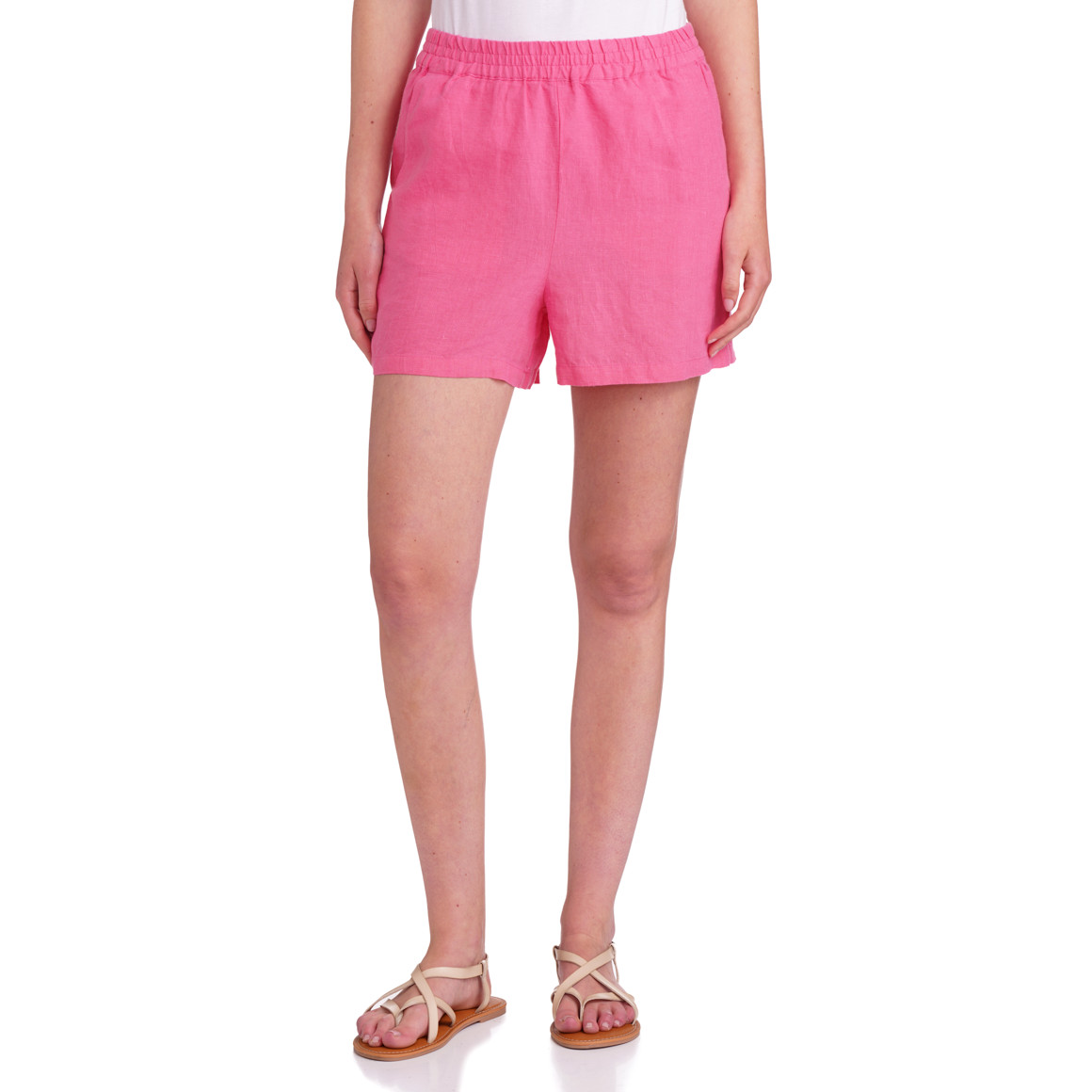 Damen Leinen-Shorts mit Elastikbund