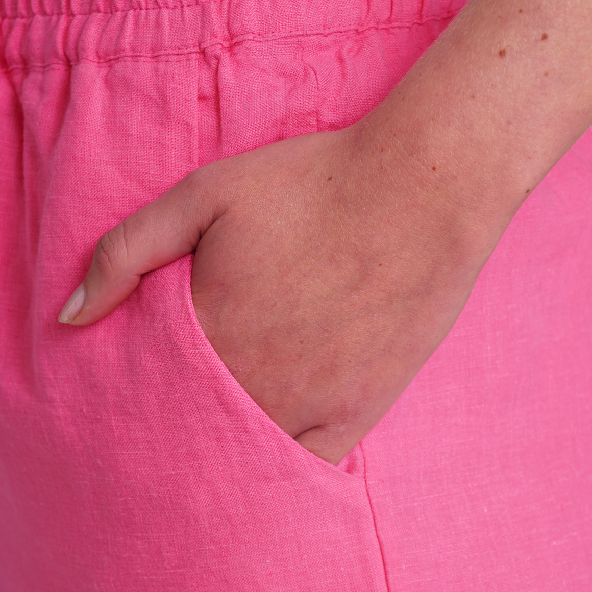 Damen Leinen-Shorts mit Elastikbund