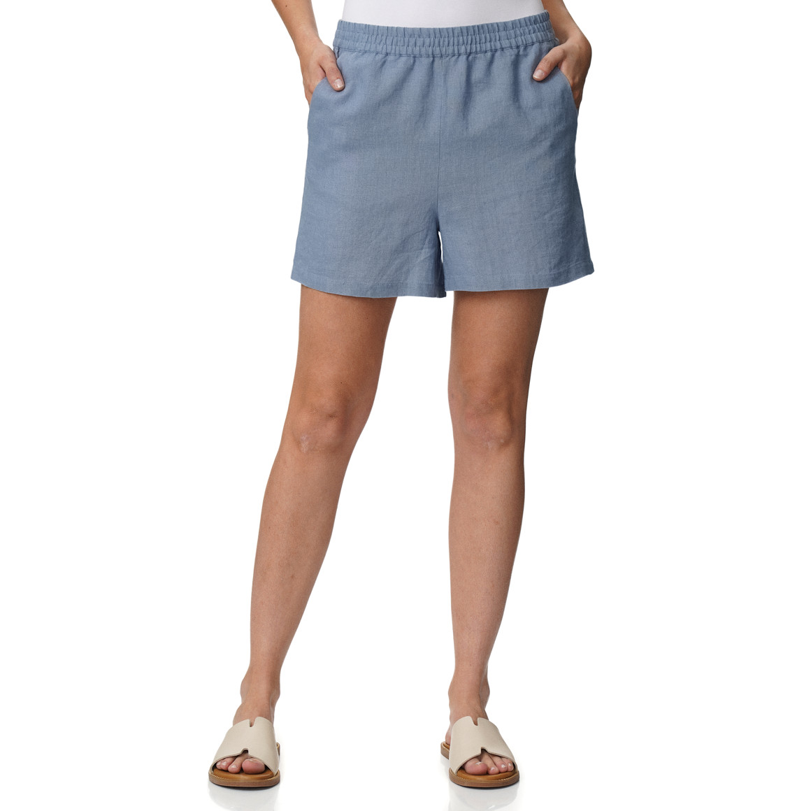 Damen Leinen-Shorts mit Elastikbund