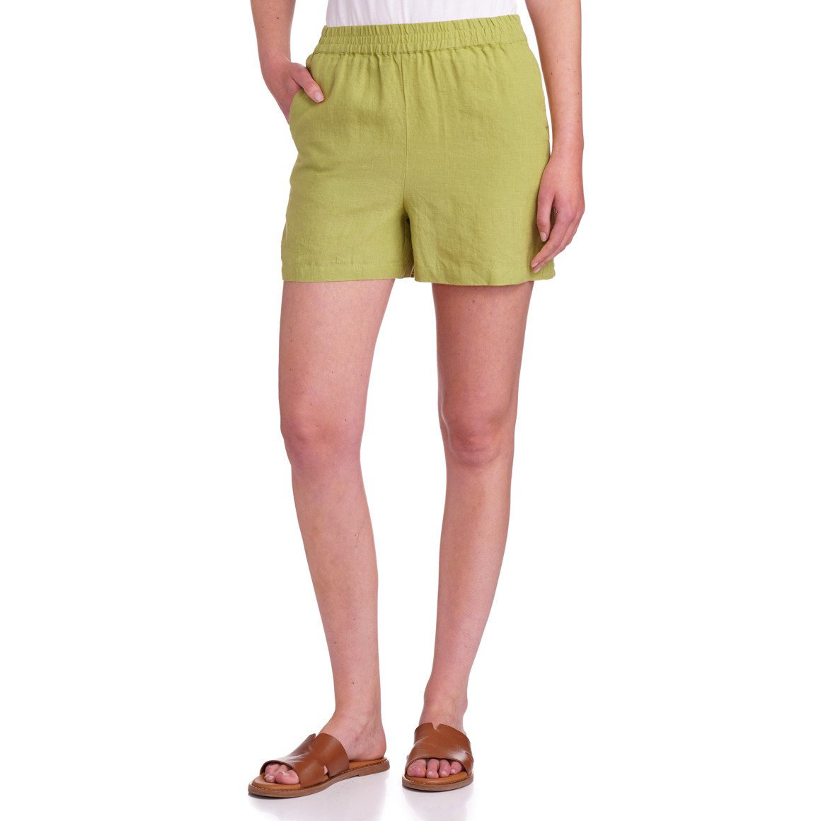 Damen Leinen-Shorts mit Elastikbund