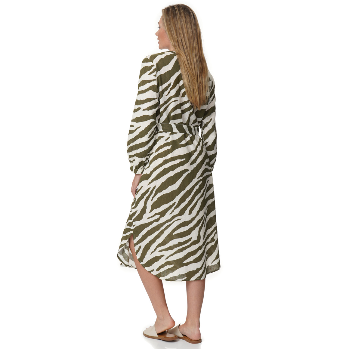 Damen Leinen-Kleid im Animal-Look