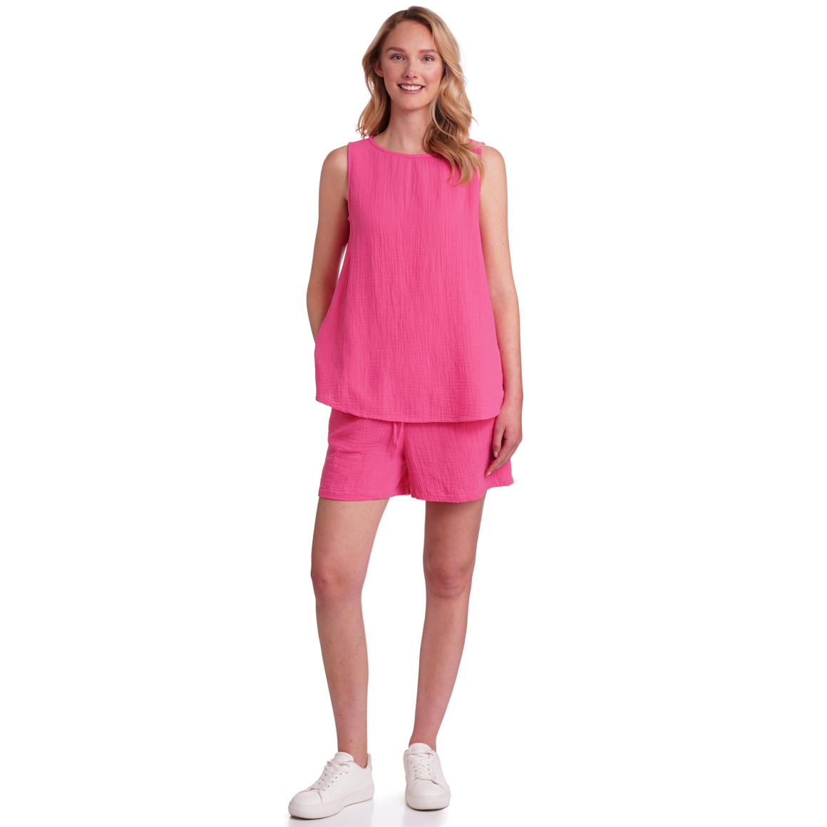 Mousseline damesshort in effen kleur