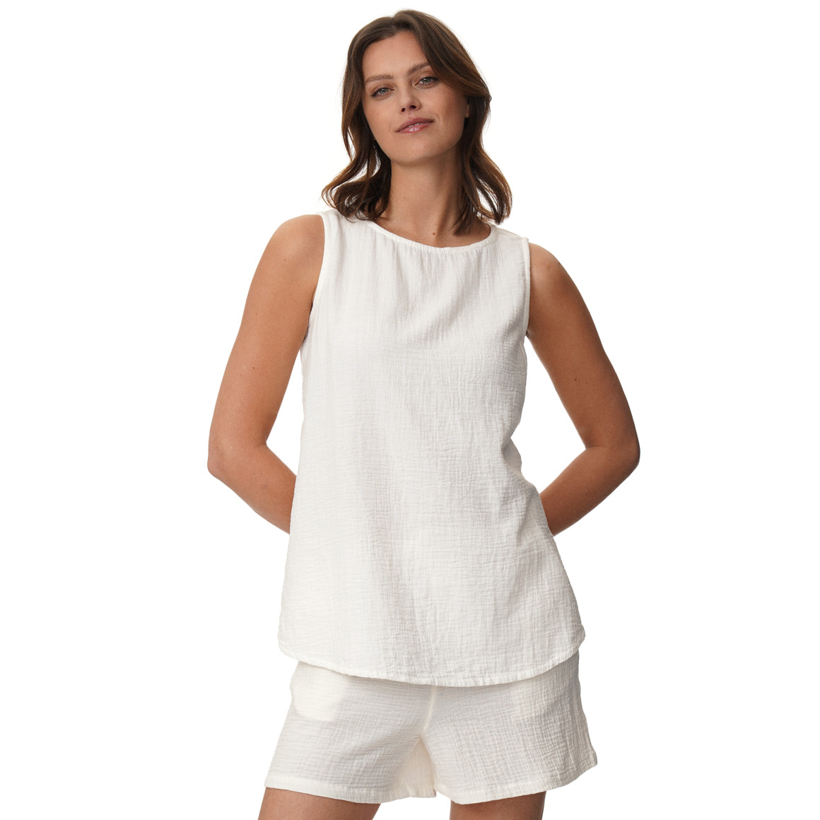 Damen Musselin-Top in Unifarben