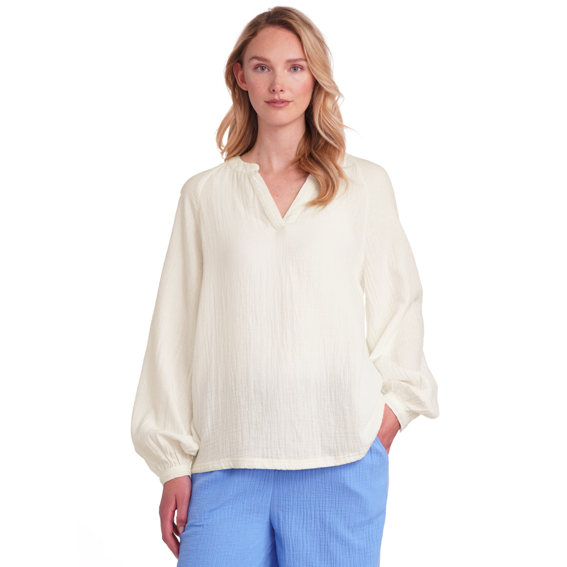 Damen Musselin-Bluse in Unifarben