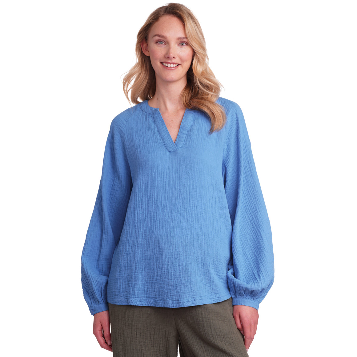 Damen Musselin-Bluse in Unifarben