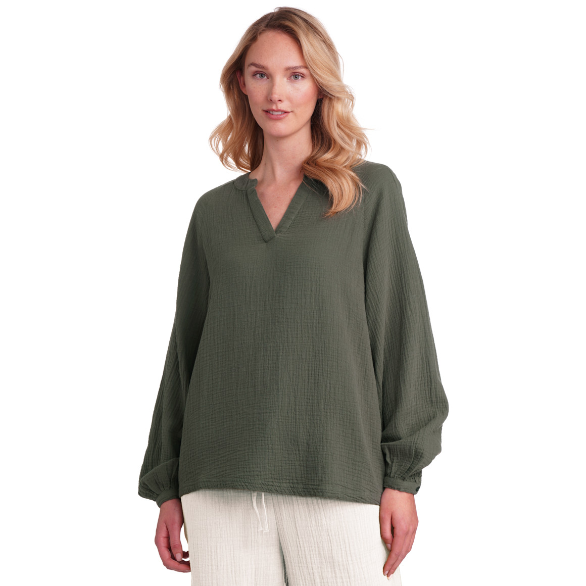 Damen Musselin-Bluse in Unifarben