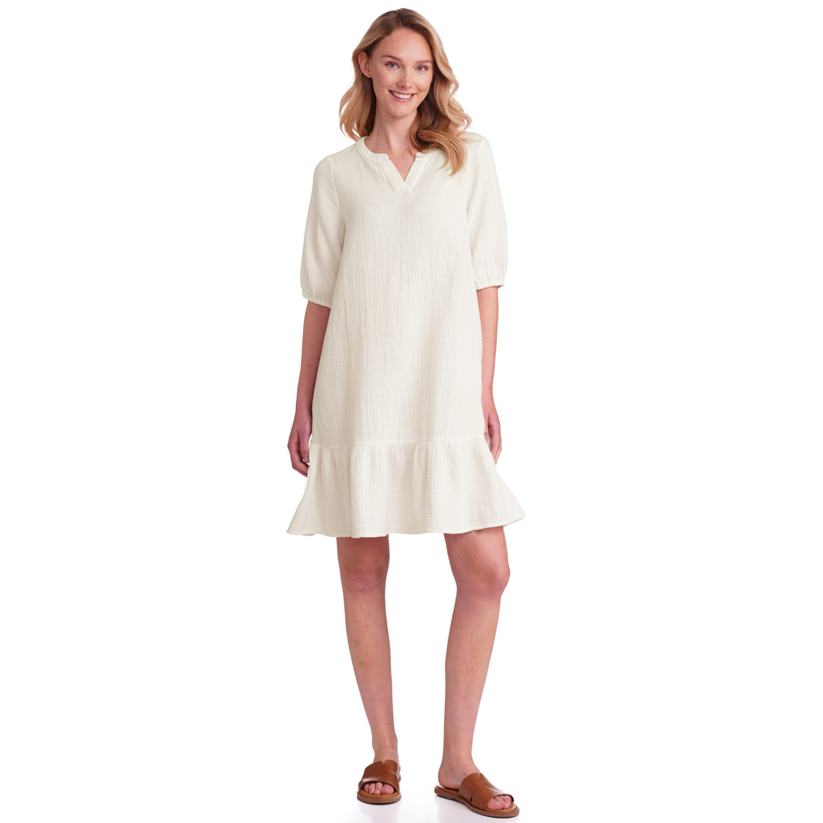 Damen Musselin-Kleid in Unifarben