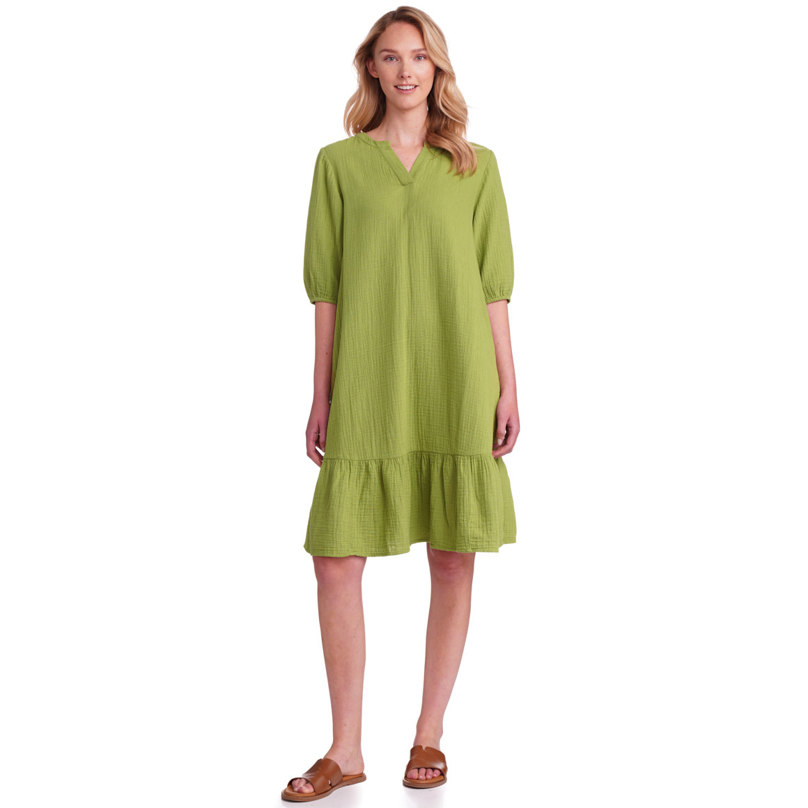 Damen Musselin-Kleid in Unifarben