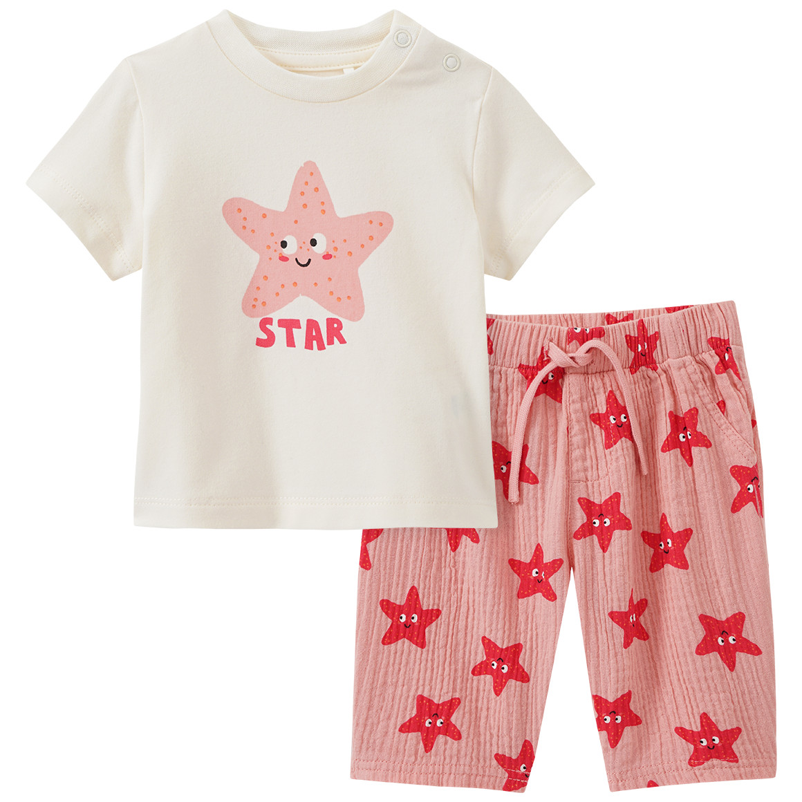 Newborn Set aus T-Shirt und Musselin-Hose 