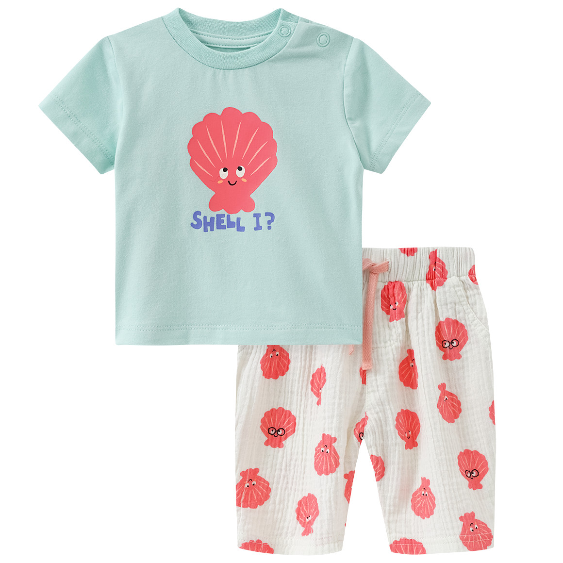 Newborn Set aus T-Shirt und Musselin-Hose 