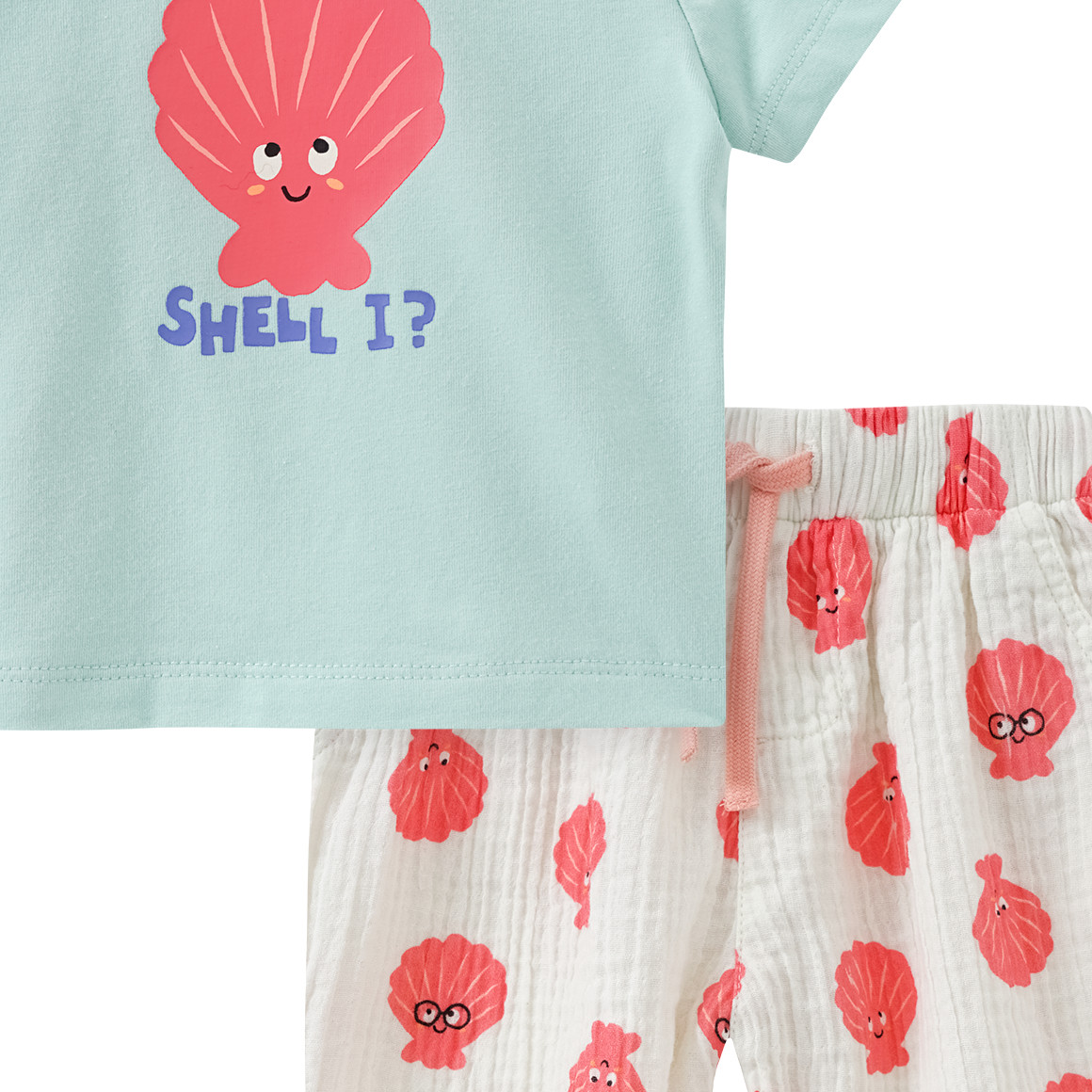 Newborn Set aus T-Shirt und Musselin-Hose 