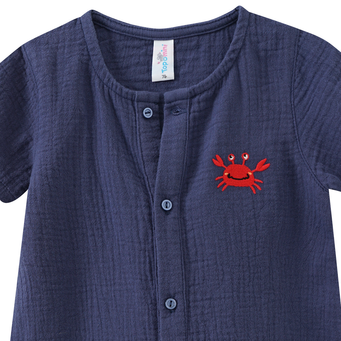 Mousseline baby-overall met borduursel