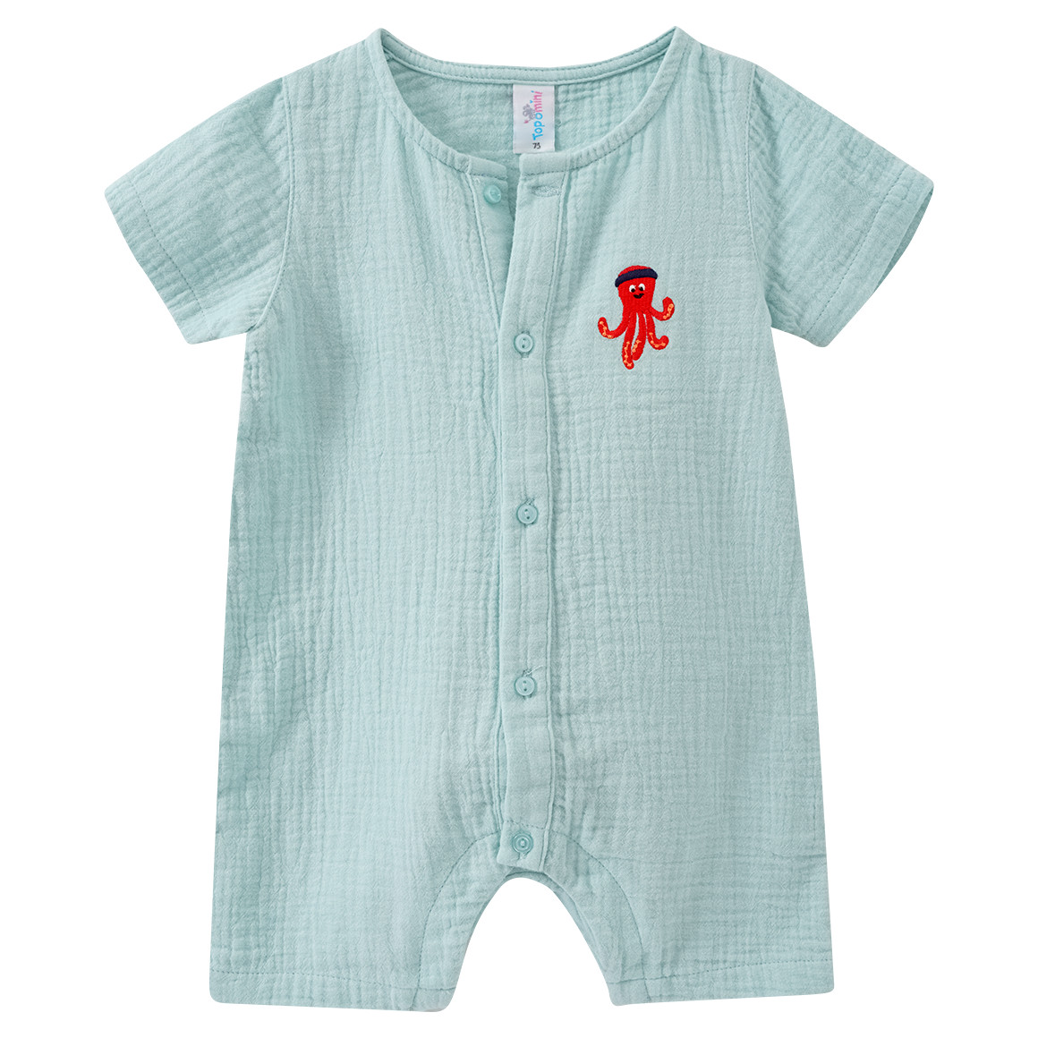 Mousseline baby-overall met borduursel