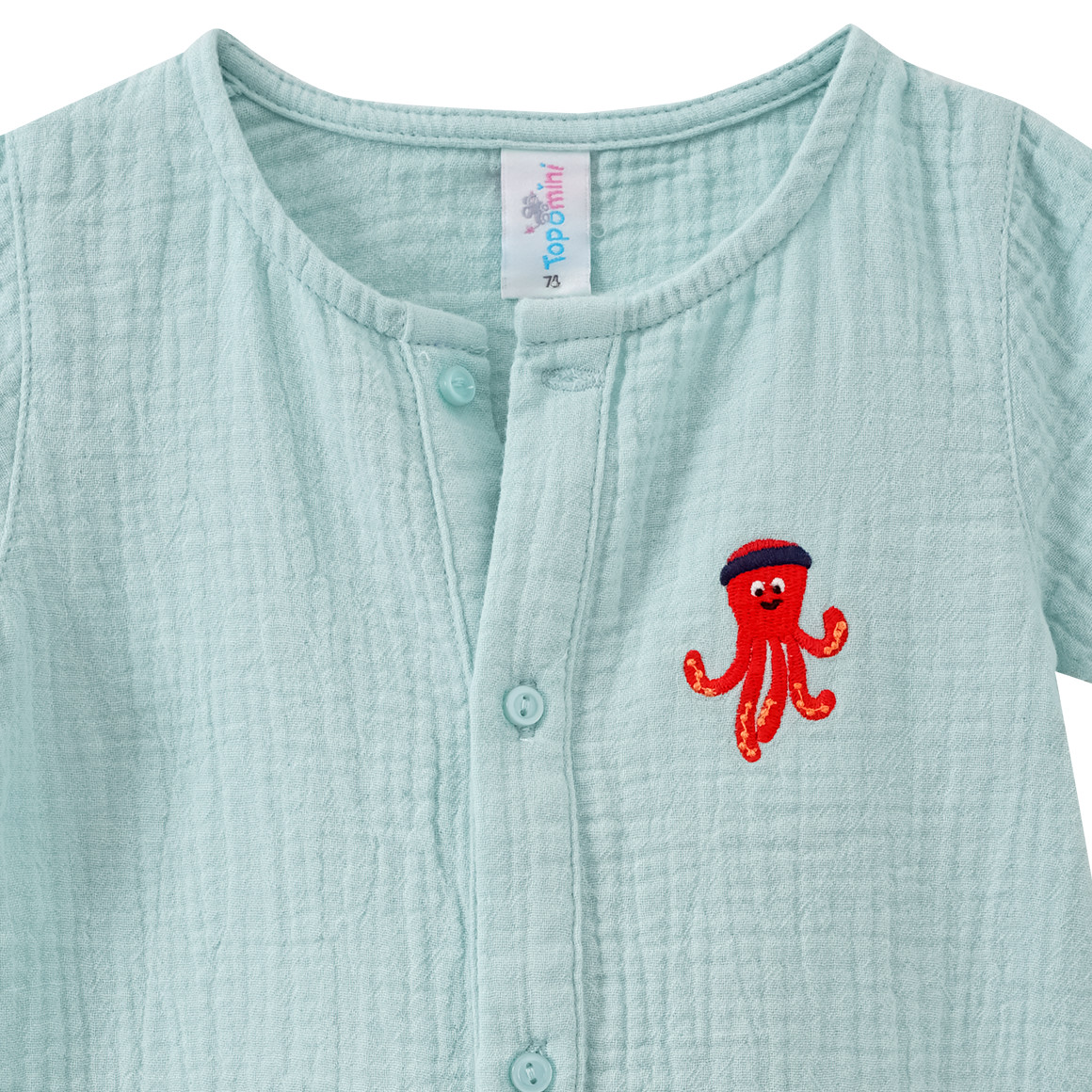 Mousseline baby-overall met borduursel